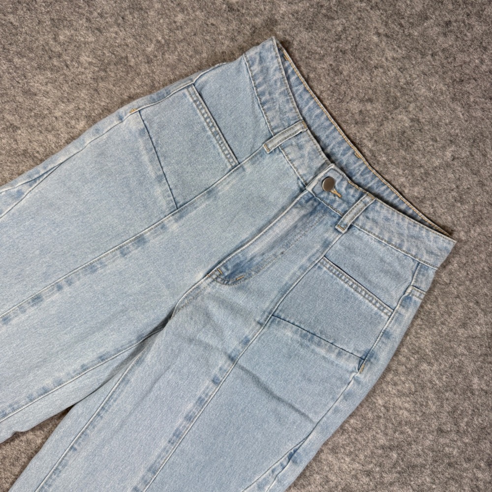 Cider Womens Light Wash Seam Front High Waisted Wide Leg‎ Denim Jeans Blue XS